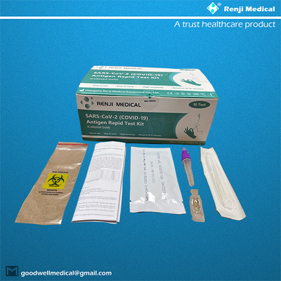 Renji Rapid SARS-COV-2(COVID 19)Antijen Hızlı Test Kiti (Kolloidal Altın)Burun Swabı